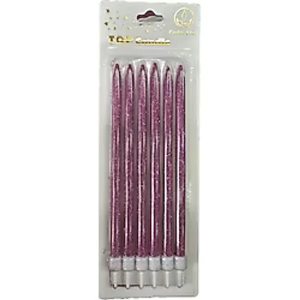 Simli Doğum Günü Parti Süs Pasta Mumu - Sarı - 15 Cm. - 6 Adetlik Paket