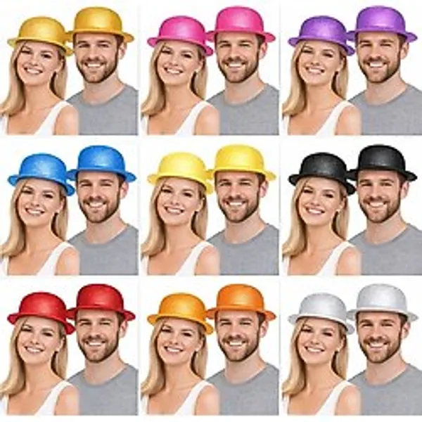 Simli Melon Şapka 9'Lu Set - 9 Renk Parti Ve Kostüm Şapkası
