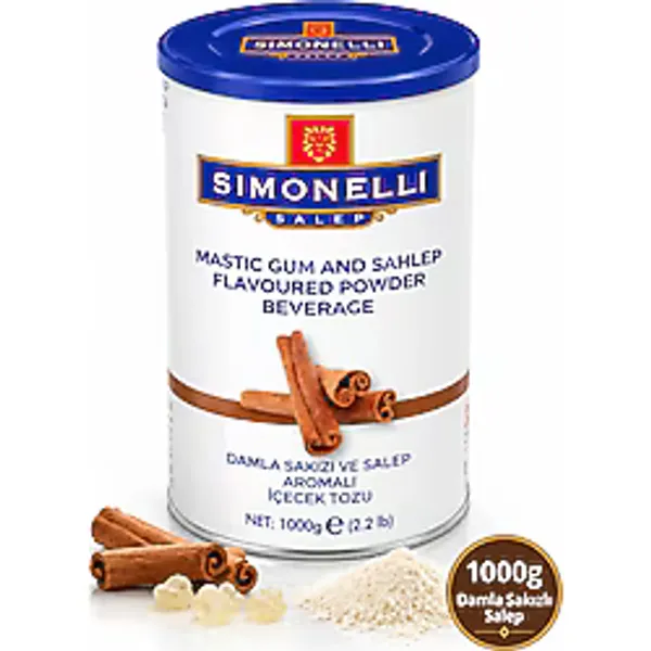 Simonelli Damla Sakızlı Toz Salep 1000 g - Geleneksel Kıvamlı Sıcak İçecek Karışımı (1 kg)