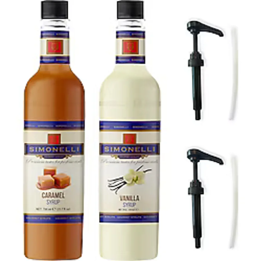 Simonelli Kahve Şurubu Karamel Aromalı + Vanilya Aromalı 2 x 700 ML