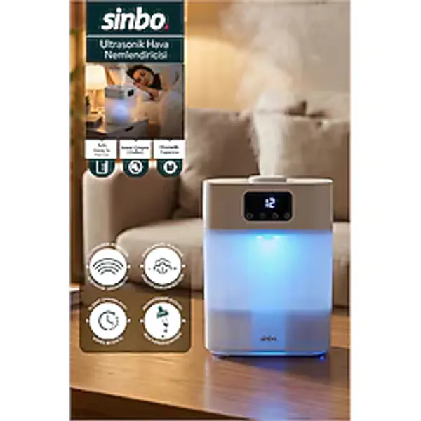 Sinbo 5.5L Ultrasonik Hava Nemlendirici 7 Modlu Gece Lambası Saat Ayarlı ve Sessiz Çalışma SAH-6119