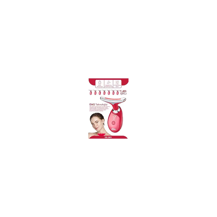 Sinbo SBI-5901 Yüz ve Boyun Sıkılaştırıcı Masaj Aleti - Cilt Toparlayıcı, Kırmızı