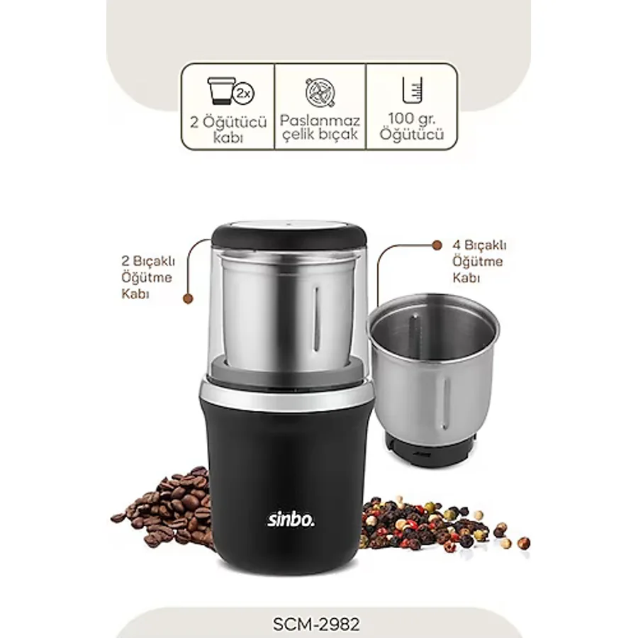 Sinbo SCM-2982 Krom Baharat ve Kahve Öğütücü