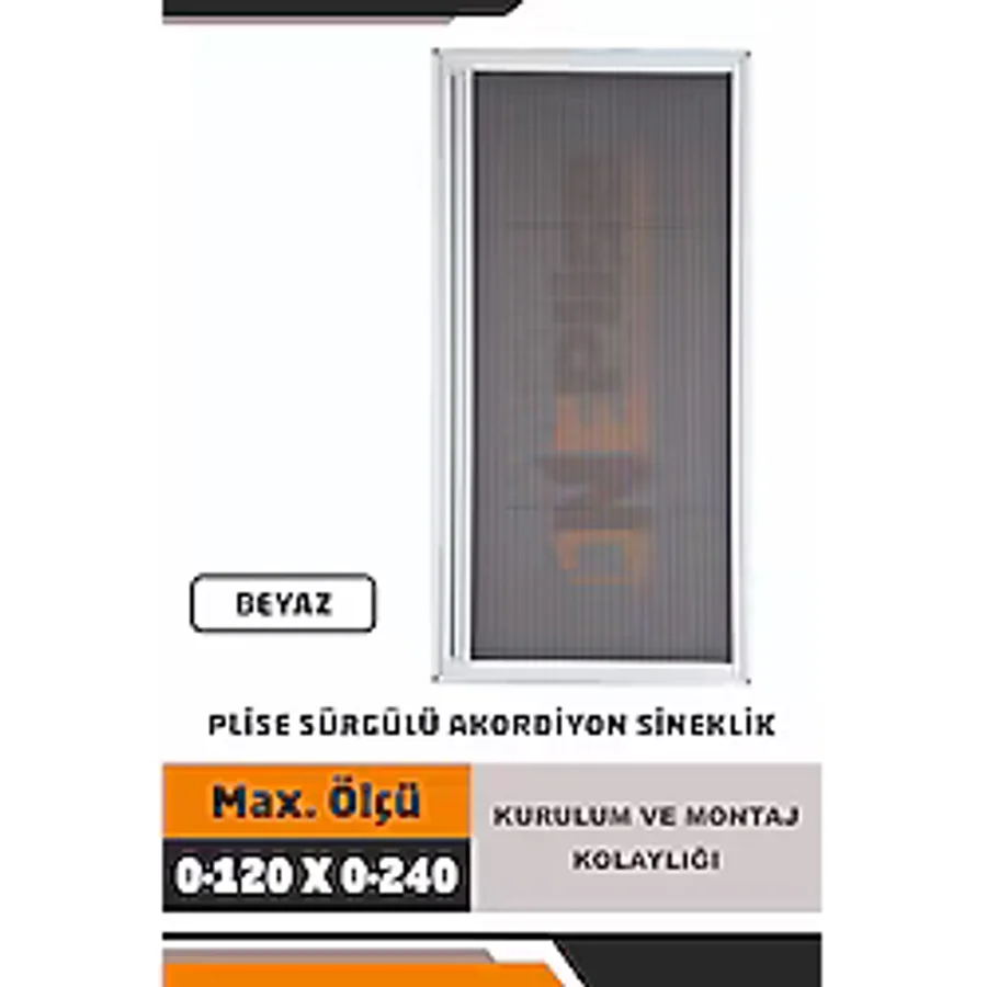 Sineklik Plise Akordiyon Sürgülü Katlanır Kayar Sürgülü Kapı Sineklik (EN:0-120, BOY:0-240CM)