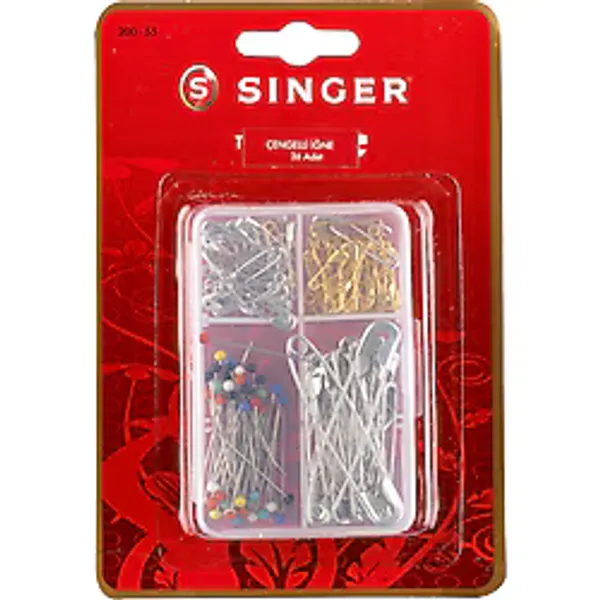 SINGER 200-55 KARIŞIK İĞNE SETİ Farklı Boyut ve Renklerde Çengelli İğne ve Renkli Toplu İğne Seti