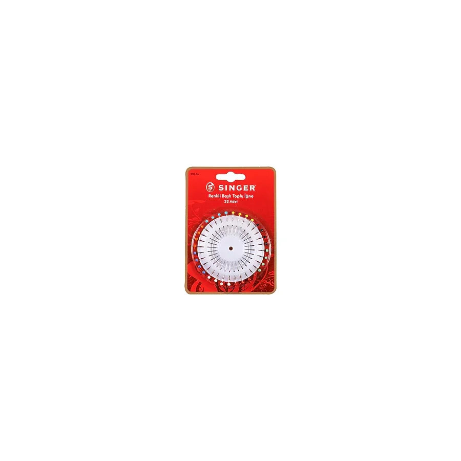 SINGER 200-56 RENKLİ BAŞLI TOPLU İĞNE 32 Adet