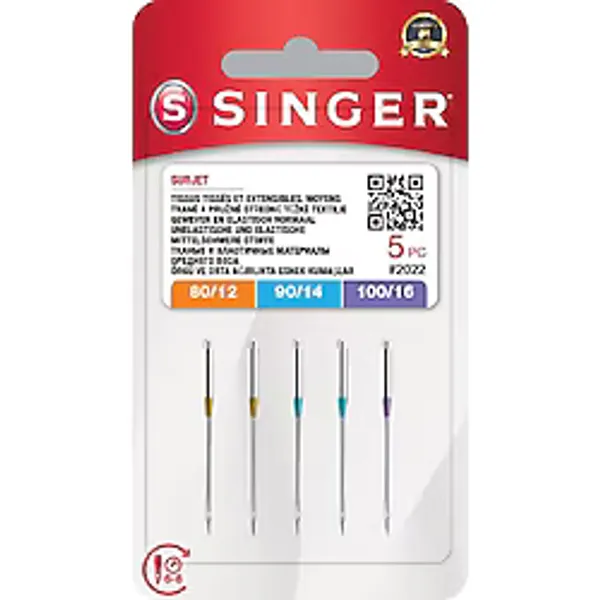Singer Overlok İğnesi Seti 5 Parça Karışık 2X12, 2X14, 1X16 No. Orta Ağırlıkta Kumaşlar İçin