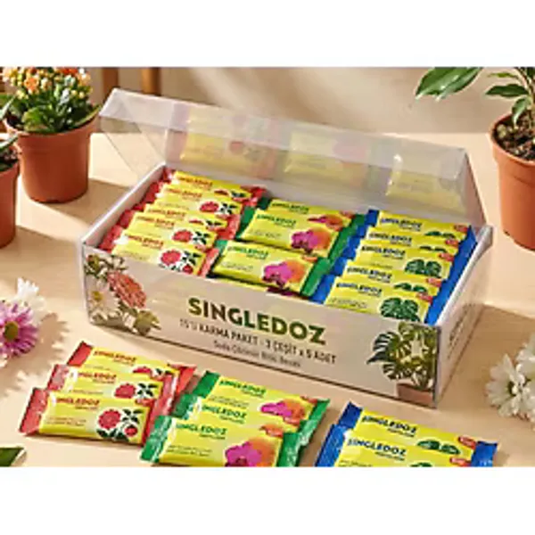 Singledoz Suda Kolay Çözünür Pratik Çiçek Sebze ve Bitki Besini 15'li Avantaj Paket