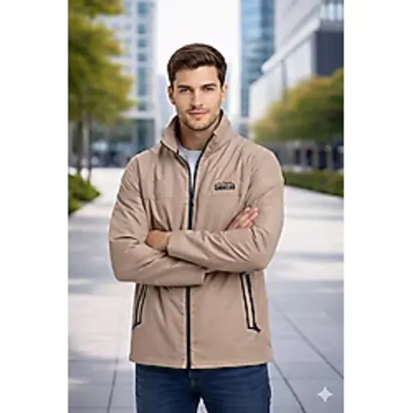 SINWEAR Erkek Baharlık Su ve Rüzgar Geçirmez Mont Dik Yaka Mevsimlik Fermuarlı Spor Outdoor Ceket - Vizon