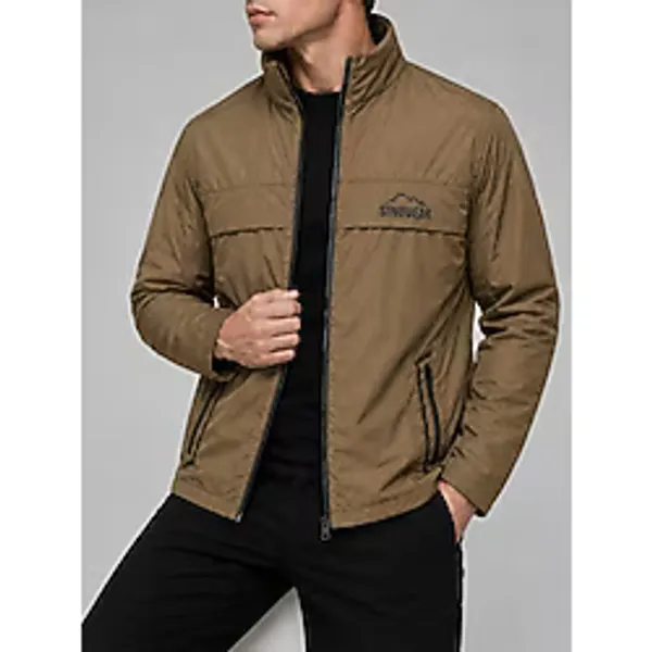 Sınwear Erkek Taba Baharlık Su ve Rüzgar Geçirmez Mont Dik Yaka Mevsimlik Fermuarlı Spor Outdoor Ceket