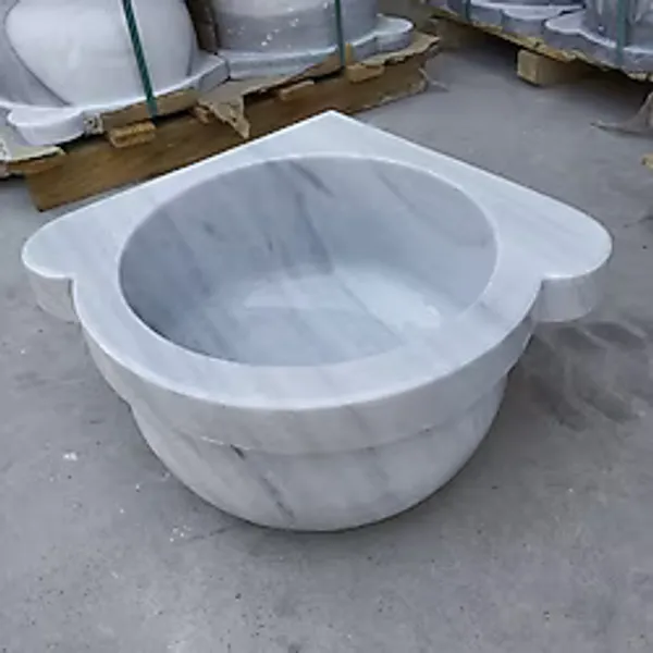 Sipahi Marble Marmara Mermer Düz Köşe Kurna - Beyaz - Mavi