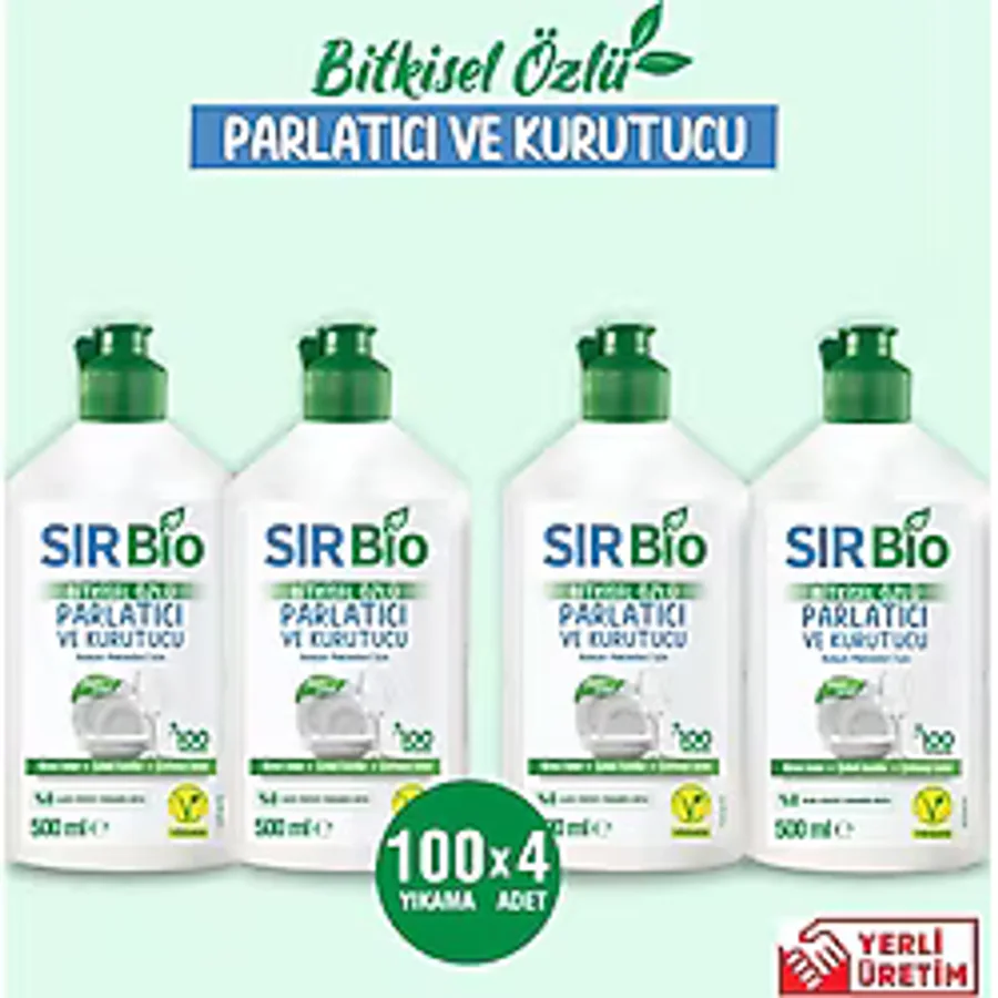 Sır Bio Bitkisel Özlü Bulaşık Makinesi Parlatıcı ve Kurutucu 500 ml 4'lü