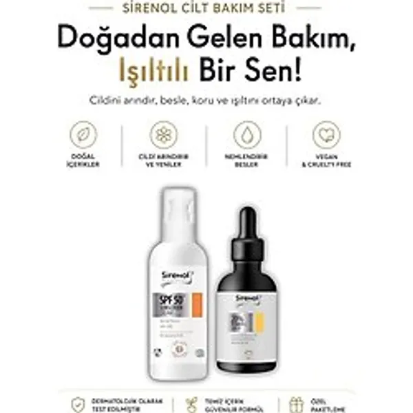 Sirenol Leke Karşıtı, Aydınlatıcı, Cilt Tonu Eşitleyici C Serum Ve Güneş Bakım Seti Spf50 Set