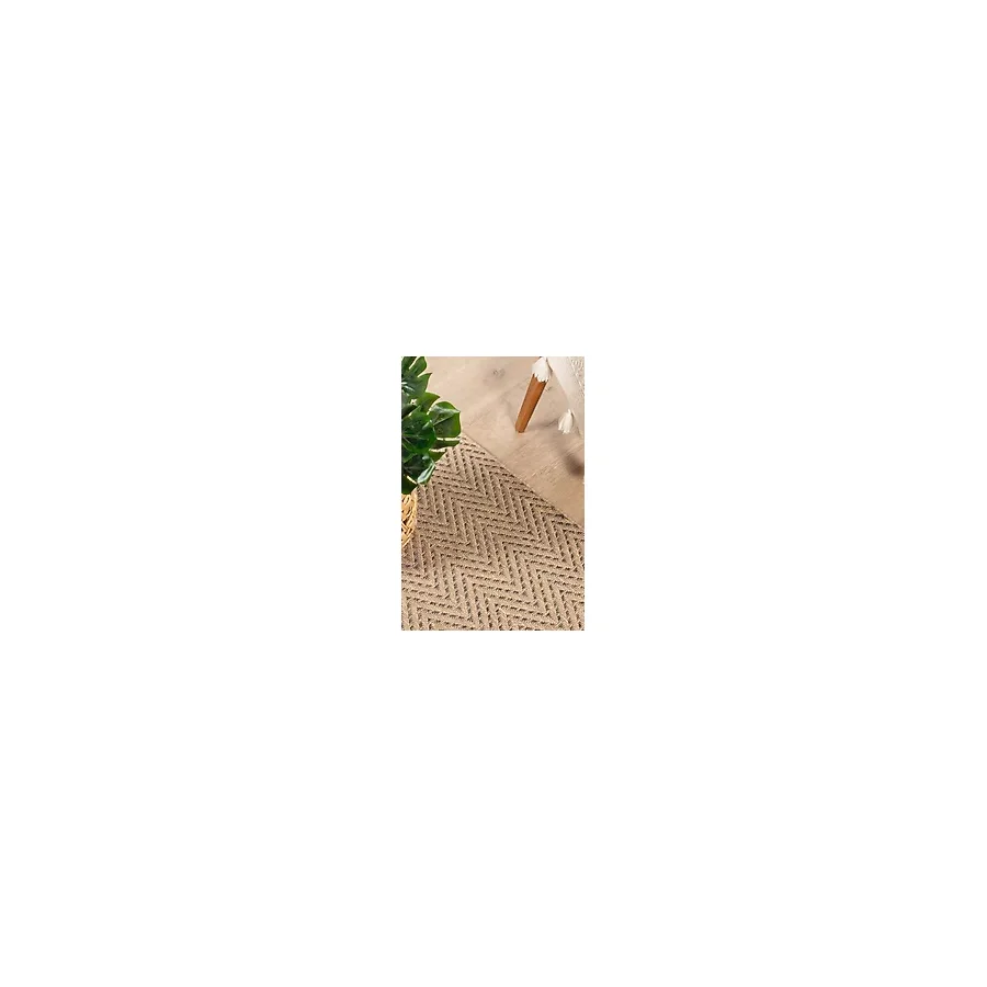 Sisaluna 4441 Bej Jüt Tabanlı Modern Dokuma Kilim Sisal Hasır Halı