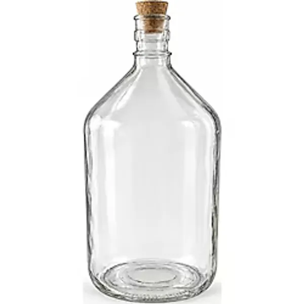 Şişecam 15 Litre Şeffaf Cam Damacana, Beyaz Plastik Kapak ve Mantar Kapak Hediyeli - 1 Adet