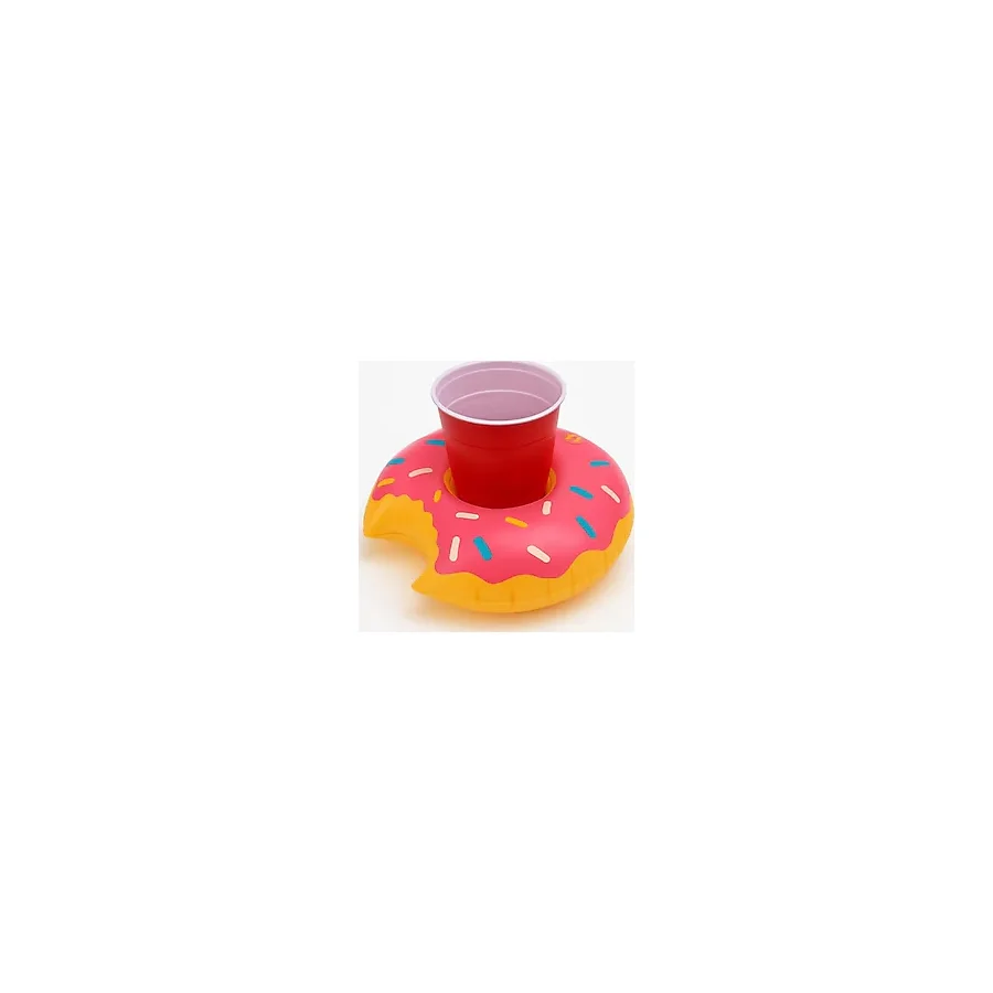 Şişme Bardak ve İçecek Tutucu Setleri - Havuz Partisi Temalı Modeller (Pembe Donut)