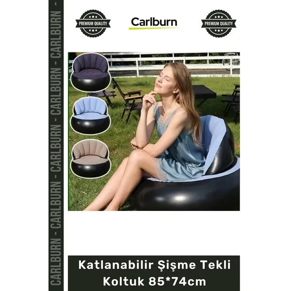 #Şişmekoltuk Portatif Rahat Ergonomik Kamp Bahçe Şişme Yatak Katlanabilir Şişme Tekli Koltuk 85x74Cm