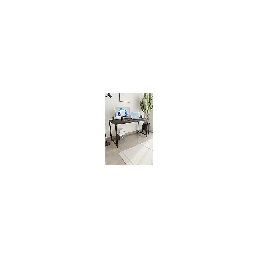 Siyah 140x60 Çalışma Masası, Bilgisayar Masası, Ofis Masası, Metal Ayaklı Siyah