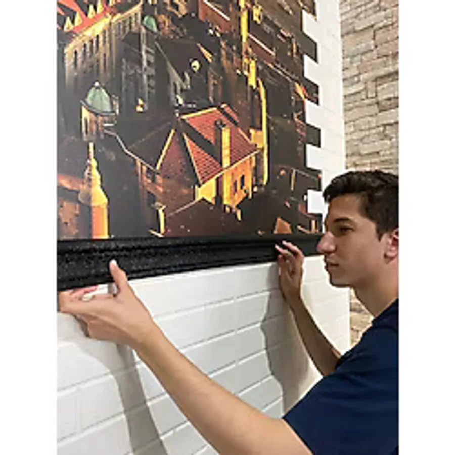 Siyah 4 Adet 235cm Esnek Duvar Çıtası Dekoratif Yapışkanlı Çerçeve Süpürgelik