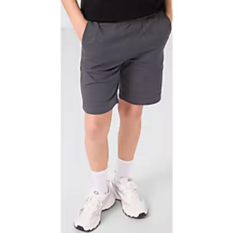 Siyah-Gri Pamuklu Oversize Fit Dokuma Hafif Esnek Chino Erkek Çocuk Şort Takım - 11278