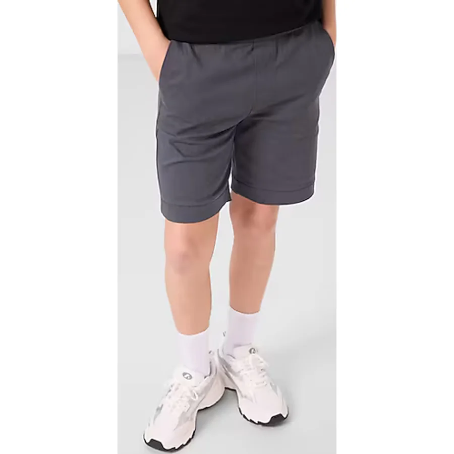 Siyah-Gri Pamuklu Oversize Fit Dokuma Hafif Esnek Chino Erkek Çocuk Şort Takım - 11278