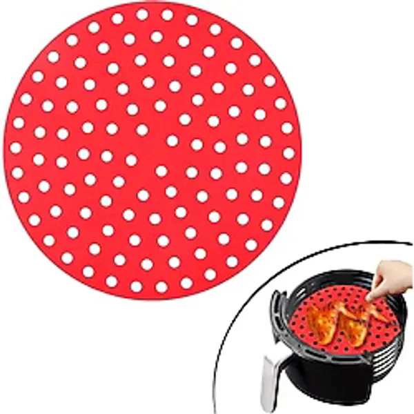 Siyah Isıya Dayanıklı Yıkanılabilir Silikon Fırın ve Airfryer Yuvarlak Model Pişirme Matı 23 cm