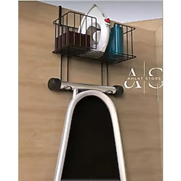 Siyah Kapı Arkası Metal Ütü ve Ütü Masası Tutucu, Organizer, Ütü ve Ütü Masası Askısı