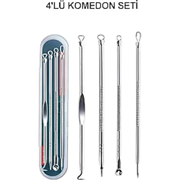 Siyah Nokta Temizleme Aleti Sivilce Akne Siyah Nokta Temizleyici 4'lü Set Komedon Paslanmaz Çelik