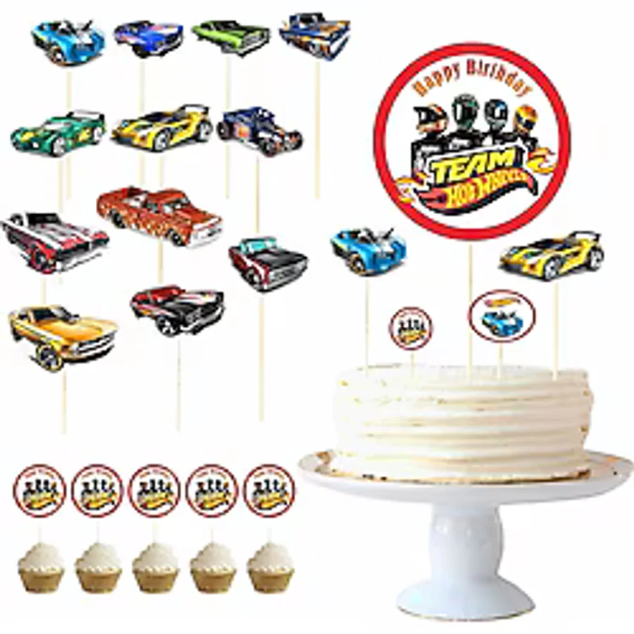 SİYAH PARTİ EVİ Hot Wheels Doğum Günü Pasta Süsü Kürdan Seti