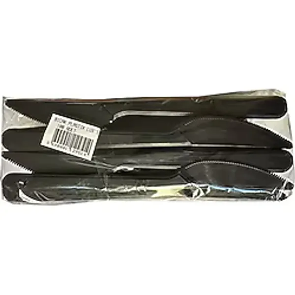 Siyah Plastik Bıçak - Parti Davet Piknik Yemek Bıçağı - 18 Cm. - 100'Lü Paket