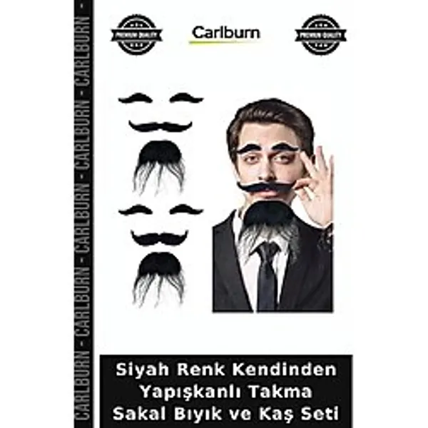Siyah Renk Kendinden Yapışkanlı Takma Sakal Bıyık Ve Kaş Seti Gösteri Eşyası Tasarım Aksesuar
