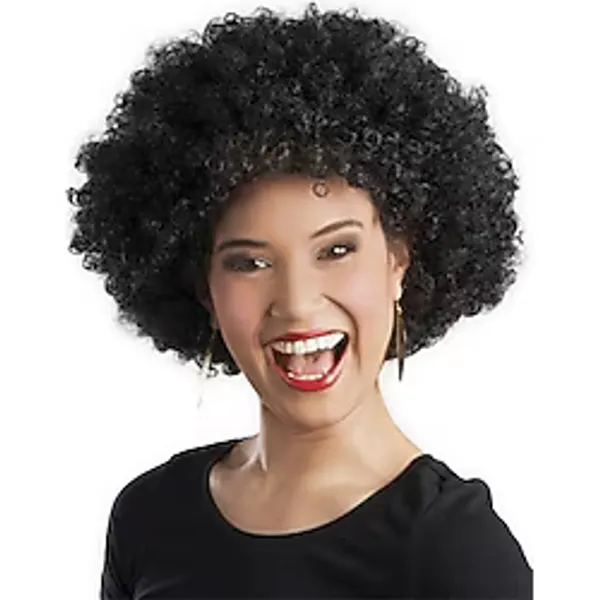 Siyah Renk Kıvırcık Afro Bonus Parti Peruğu