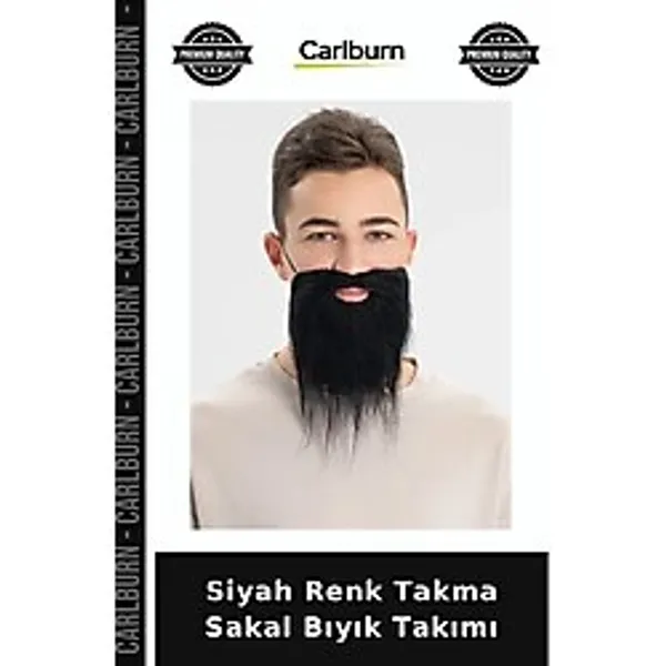 Siyah Renk Takma Sakal Bıyık Takımı Kutlama Ürünü Kıyafet Detayı Maskeli Balo