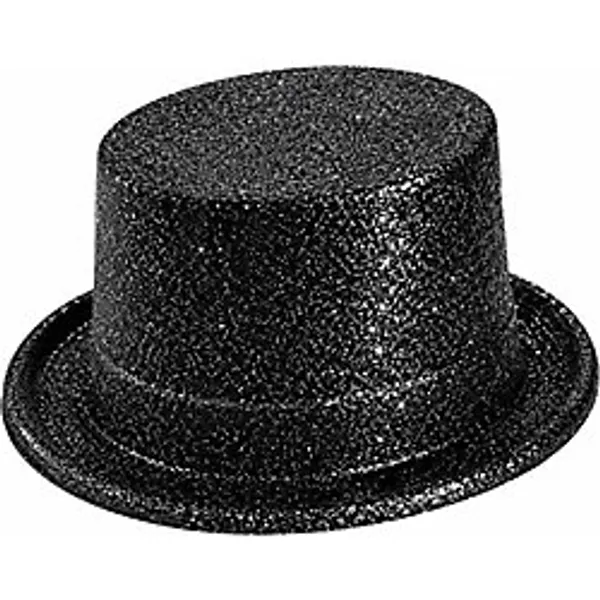 Siyah Simli Glitter Silindir Parti Şapkası