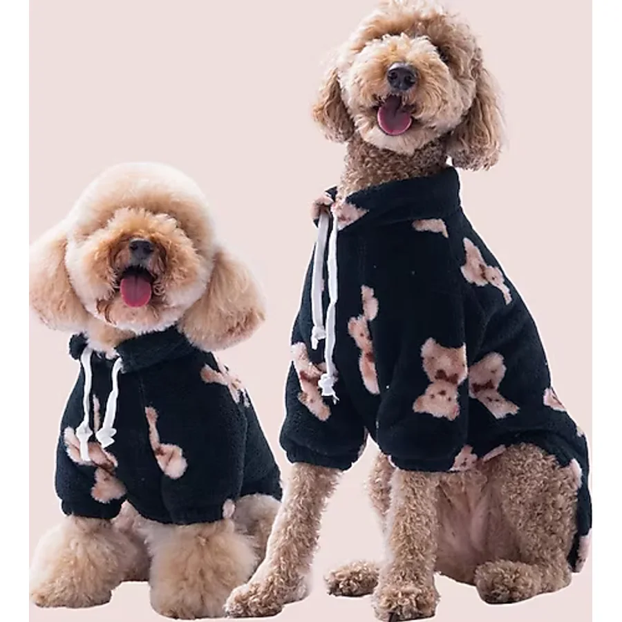 Siyah Soft Bear Büyük Irk Sweat Orta Büyük Irk Köpek Kıyafeti Pelüş Sweat