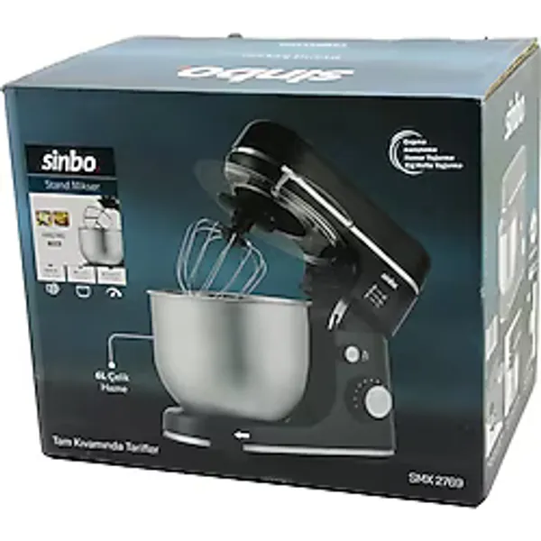 SİYAH STANDLI MİKSER ÇIRPICI - HAMUR YOĞURUCU - KARIŞTIRICI 8 KADEME HIZ AYAR 6L ÇELİK HAZNE 1300W S