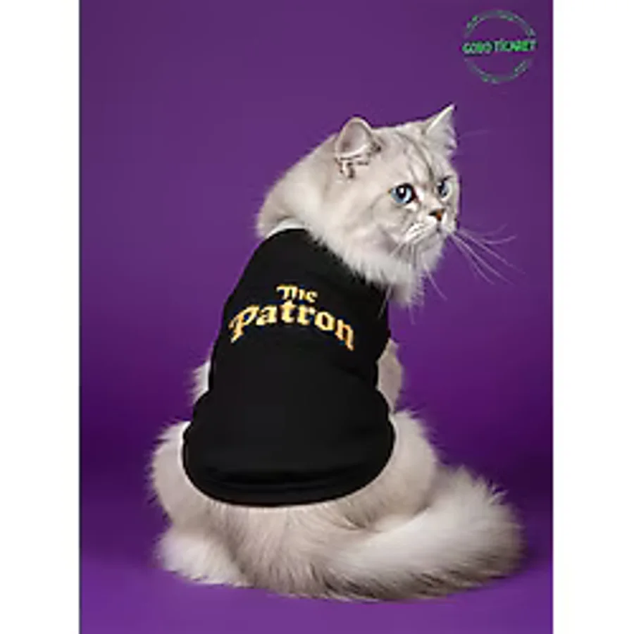 Siyah The Patron Yazılı Kedi Ve Köpek Kıyafeti Tişörtü Elbisesi Small/s/beden 1