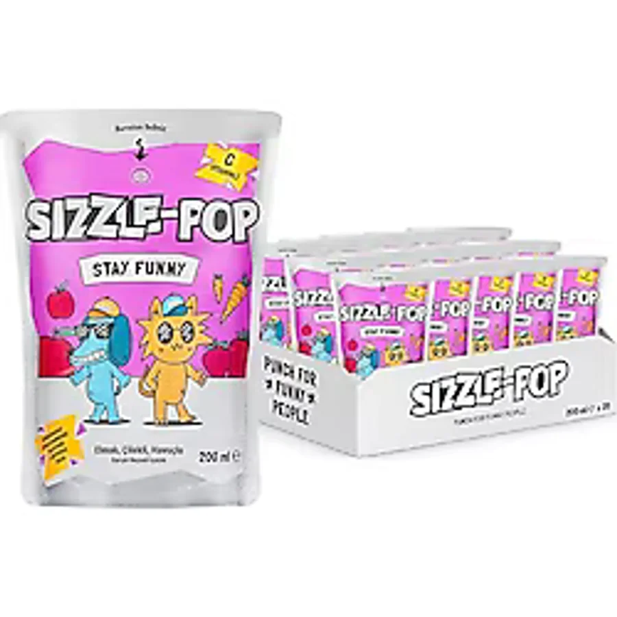 SIZZLE-POP STAY FUNNY HAVUÇ KIRMIZI ELMA ÇİLEK MEYVE SUYU 200 ML X 20 ADET