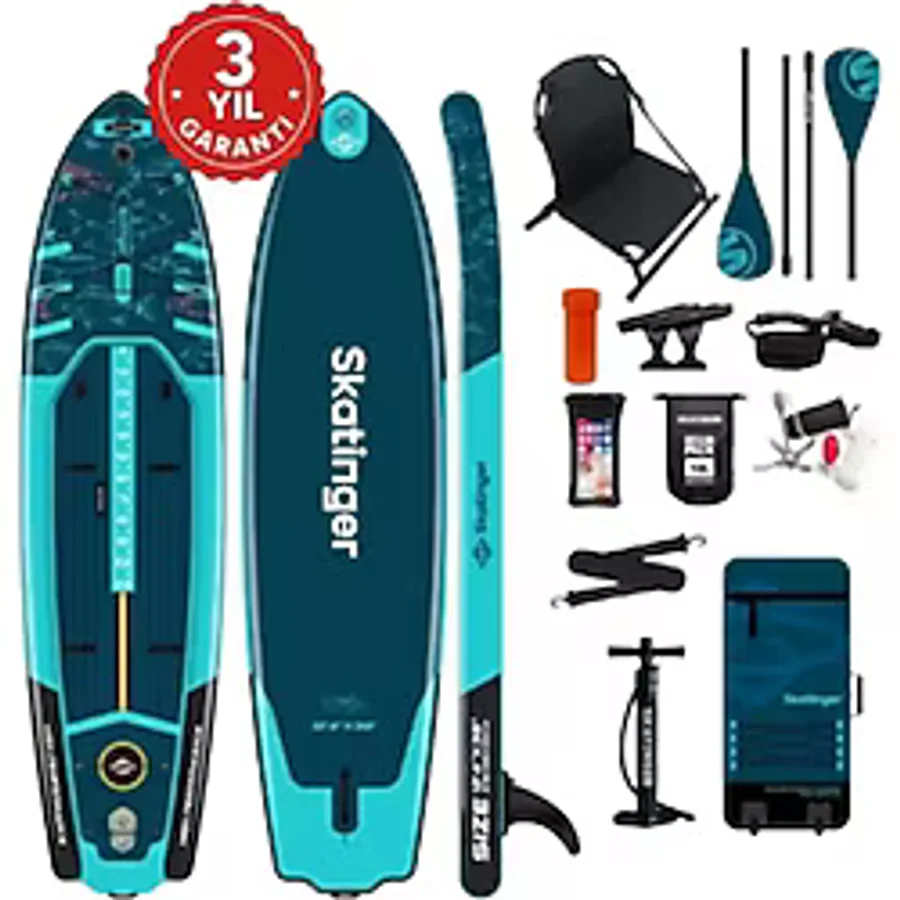 Skatinger Fishing Sup Paddle Board 378X96X(12+8)CM Koltuklu&olta Tutuculu Balıkçı Şişme Sörf Tahtası Full Set