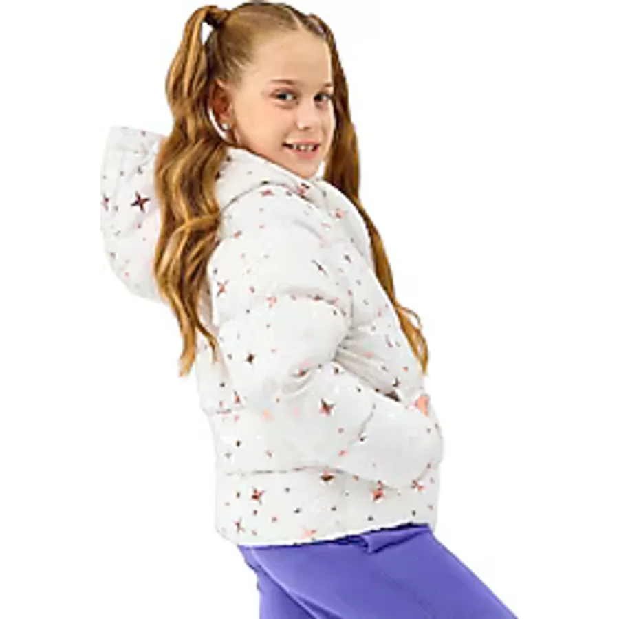 Skechers Puffer SK2520052-1040 Kapüşonlu Beyaz Çocuk Şişme Mont