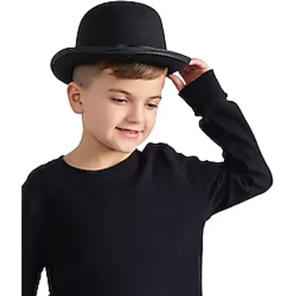 Skygo Charlie Chaplin Stil Çocuk Şapkası - Siyah Melon Parti Şapkası