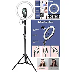 SKYNEX Ring Fill Light Led Işıklı Tripod 14 Inç Halka Youtuber Tiktok Makyaj Işığı Ayaklı Tripot 14inç