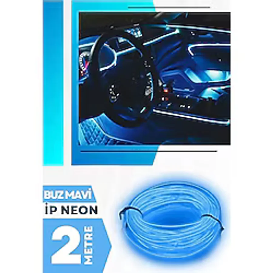 Skytrend Araç İçi Aydınlatma Torpido Led İp Neon Şerit Led Dekoratif Buz Mavisi 2 Metre