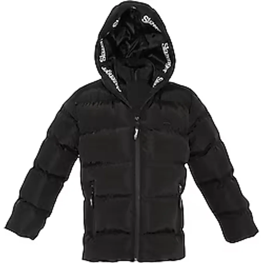 Slazenger Neons Kapüşonlu Siyah Çocuk Şişme Mont