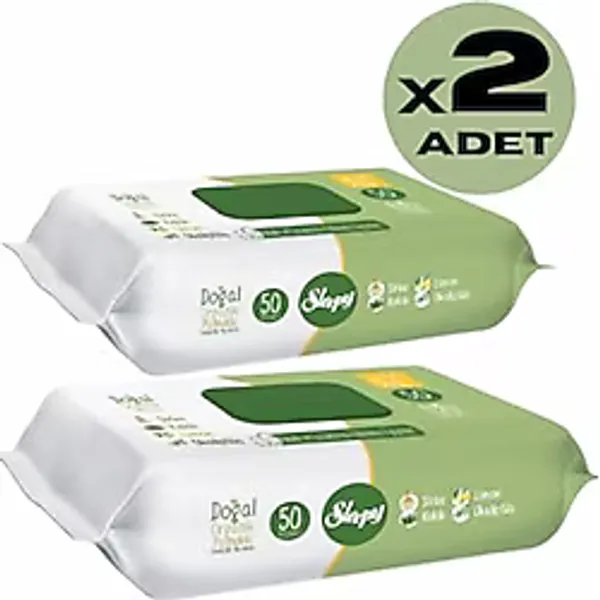 Sleepy 2Lİ DOĞAL ORGANİK PAMUKLU EL YÜZ VÜCUT TEMİZLİK HAVLUSU ISLAK MENDİL 2X50 YAPRAK