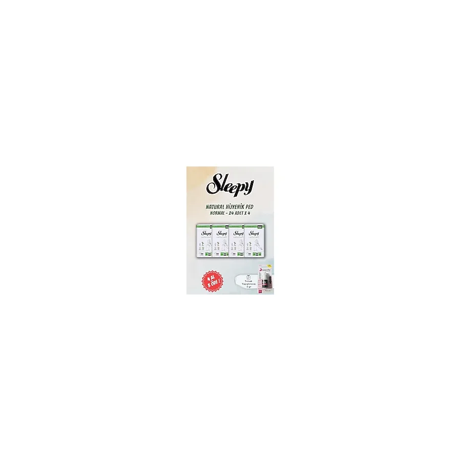 Sleepy 4 AL 3 ÖDE Sleepy Natural Ultra Hijyenik Ped Normal 24 Adet ve Tırnak Yapıştırıcısı
