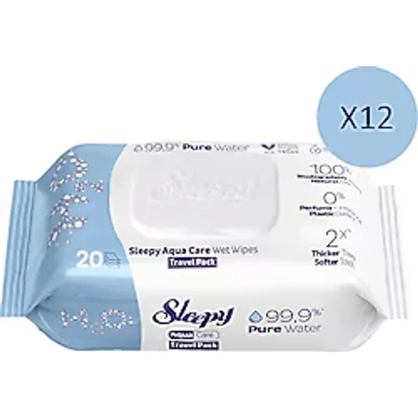 Sleepy AquaCare H2O Yenidoğan 20 Yaprak 12'li Paket Islak Mendil