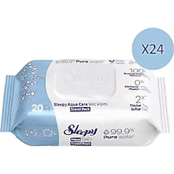 Sleepy AquaCare H2O Yenidoğan 20 Yaprak 24'lü Paket Islak Mendil
