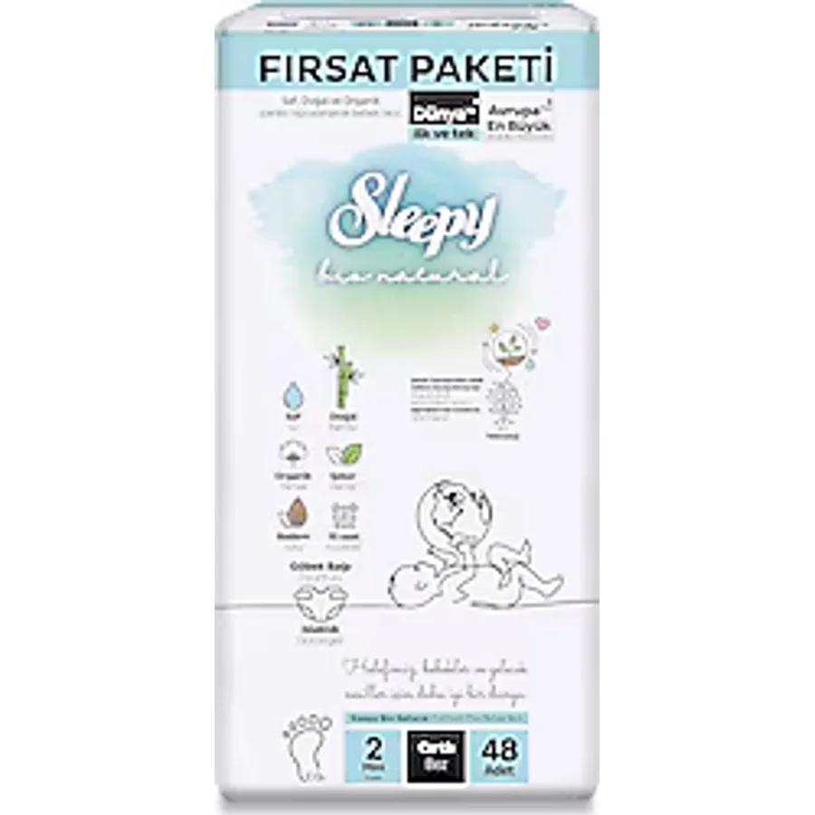 Sleepy Bio Natural 2 Numara Mini 48'li Bebek Bezi