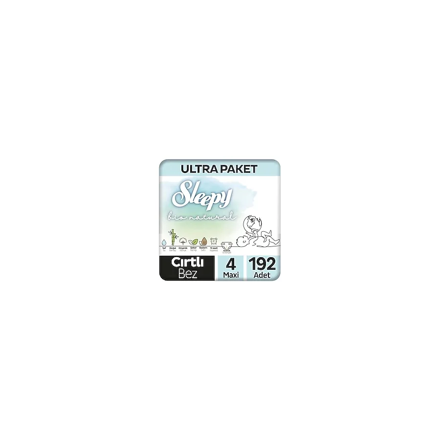 Sleepy Bio Natural 4 Numara Maxi 192'li Bebek Bezi